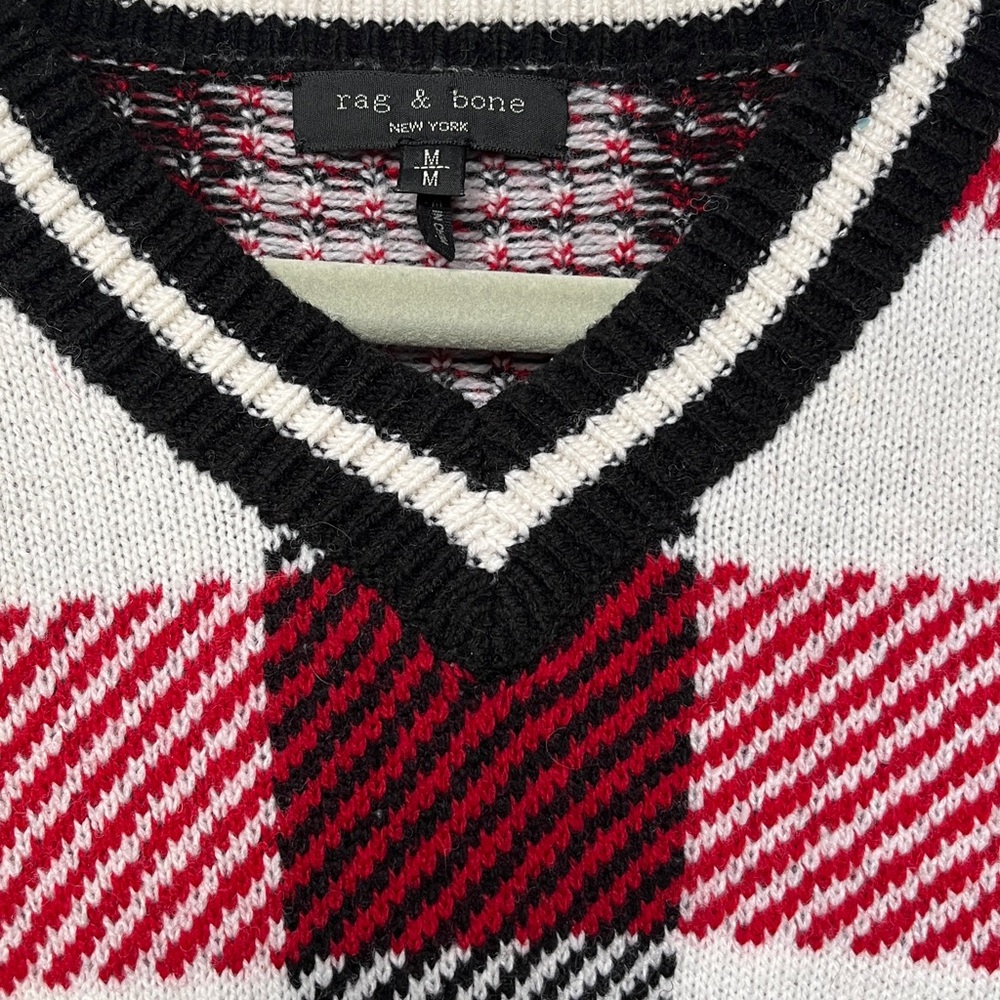 Rag & Bone Gabby V-Neck Preppy Wool Sweater - Picture 3 of 5